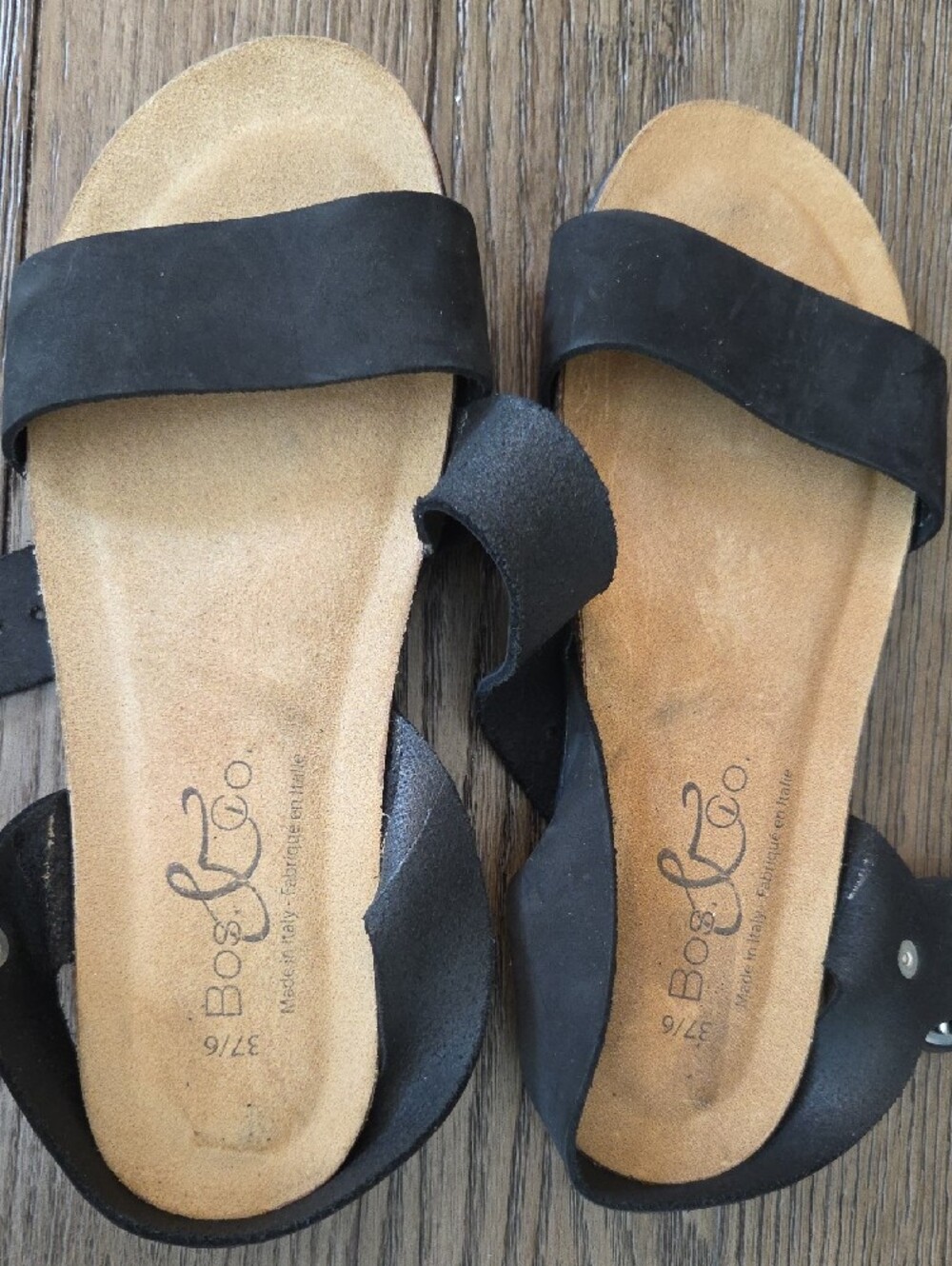 Bos. & Co. Black Suede Buckle Slingback Sandals Size 37 - Picture 6 of 6